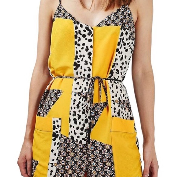 Topshop Pants - Animal and Daisy Patch Print Topshop Romper